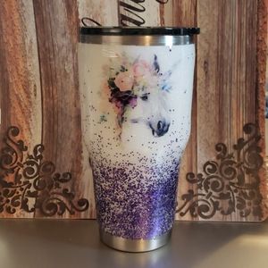 glitter unicorn tumbler / white purple ombre / u